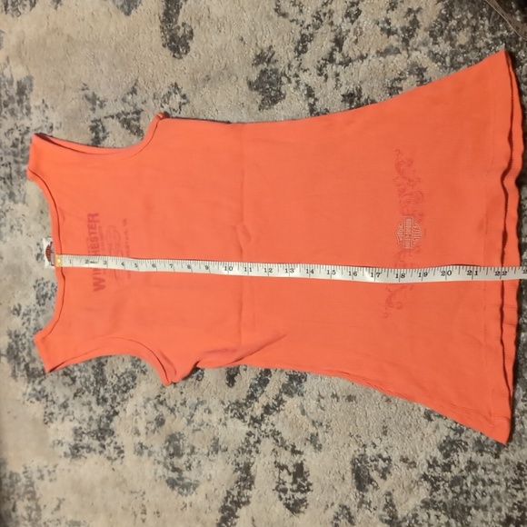Harley Davidson Women Small  Tank Top Coral Small Printed front back - Picture 6 of 7